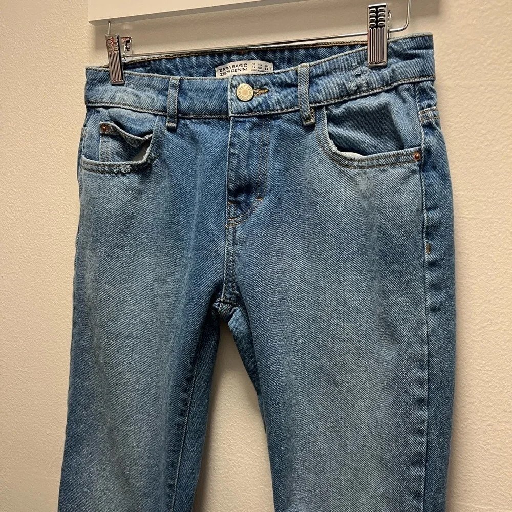 Zara Denim Crop Ruffle Jeans - Picture 4 of 8
